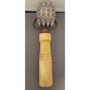 Vintage Meat Tenderizer Roller w/Wood Handle - Cast Aluminum